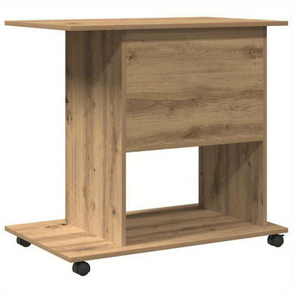 Computer Desk Measuring 80X50X75 Cm, Crafted from Artisanal Wood in Oak Color.