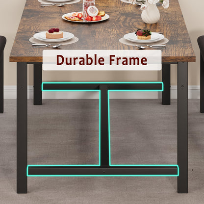 3pcs Large Extendable Dining Table Set for 4-6 People with 2 Upholstered Benches - Solid Retro Brown Kitchen Table, Space-Saving Expandable Design for Apartment, Family, Gatherings - Fits 4-6 Seaters