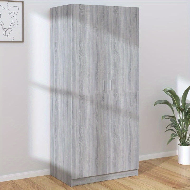 Kledingkast – Garderobekast – Opbergkast – Kledingrek – Kast – Grijs Sonoma Eikenkleurig – Ruimtebesparend 80x52x180 cm – Stevig Bewerkt Hout