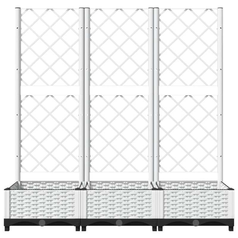 Plantenbak Met Rankgitter – Tuinbak – Klimplantbak – Balkonbak – Buitenbloembak – Wit – Weerbestendig Kunststof – 120x40x121,5 Cm
