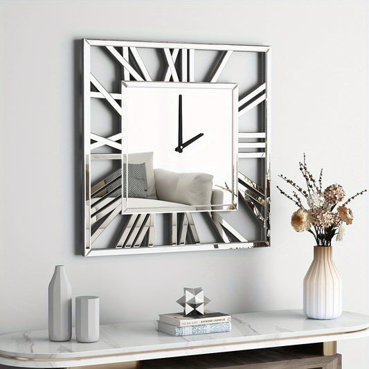 Wandklok – Muurklok – Klok – Tijdklok – Tijdmeter – Modern Onregelmatig Design – Groot Metalen Frame – Romeinse Cijfers – Batterijgestuurd