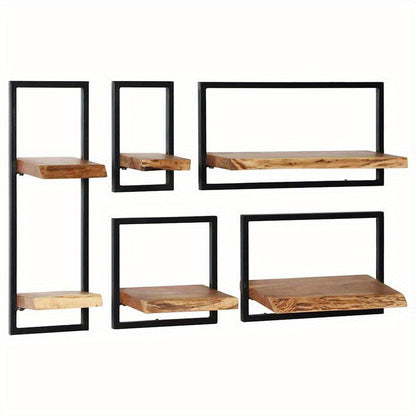 5pcs Mural Set Made of Solid Wood And Steel, Easy to Assemble, Modern Minimalist Design, Adjustable Wall Frame for Small Spaces.