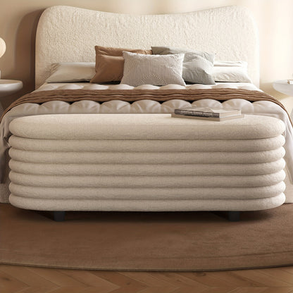 Witte Opberg Ottoman – Slaapkamer Kruk – Voetenbank – Schoenenkast – Opbergmeubel – 3,2 Kubieke Voet Ruimte – Zachte Gewatteerde Zitting