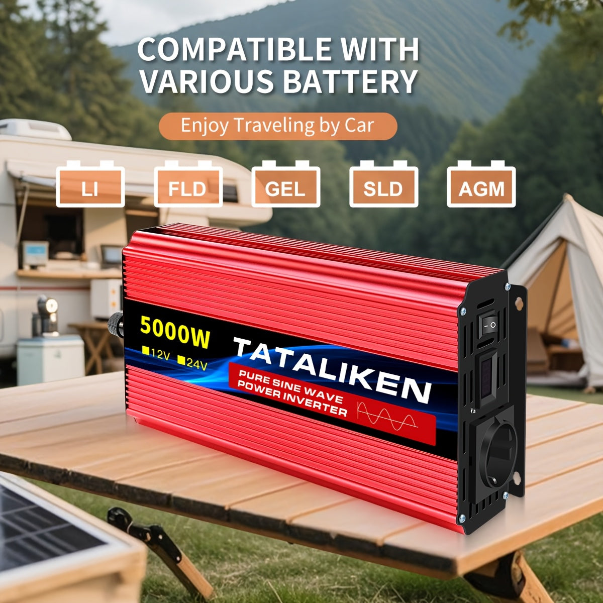 Omvormer – Spanningsomvormer – Stroomomvormer – Inverter – Converter – 5000W Piekvermogen – Zuivere Sinusgolf Met USB Charger