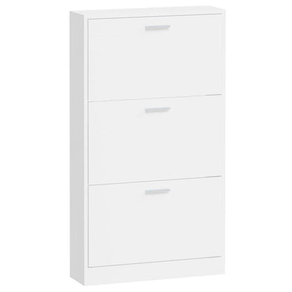 Modern Glossy White Shoe Rack - Heavy-Duty Shoe Organizer with Open Shelving, Space-Saving Floor Standing design, No Assembly Needed, for Entryway, Living Room, Office - Sturdy Hardwood Construction (59x17x108cm), Shoe Storag