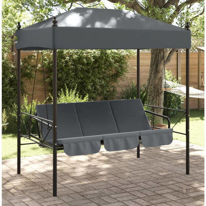 Hollywood Schommelstoel – Hangstoel – Porch Swing – Tuinbank – Schommelbank – Antraciet Grijs – Gepoedercoat Stalen Frame – Weerbestendig & Comfortabel Zitvlak