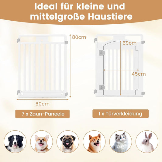 Hondenren – Puppyren – Hondenkennel – Hondenbench – Dierenren – 8 Panelen – Opvouwbaar & Lichtgewicht – Veilig Met Deur En Slot