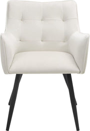 Eetkamerstoel - Set van 2 stoelen - Fluweel eetkamer stoel - Eettafel stoel - Fauteuil - Velvet - Zwarte Poot - Creme Wit