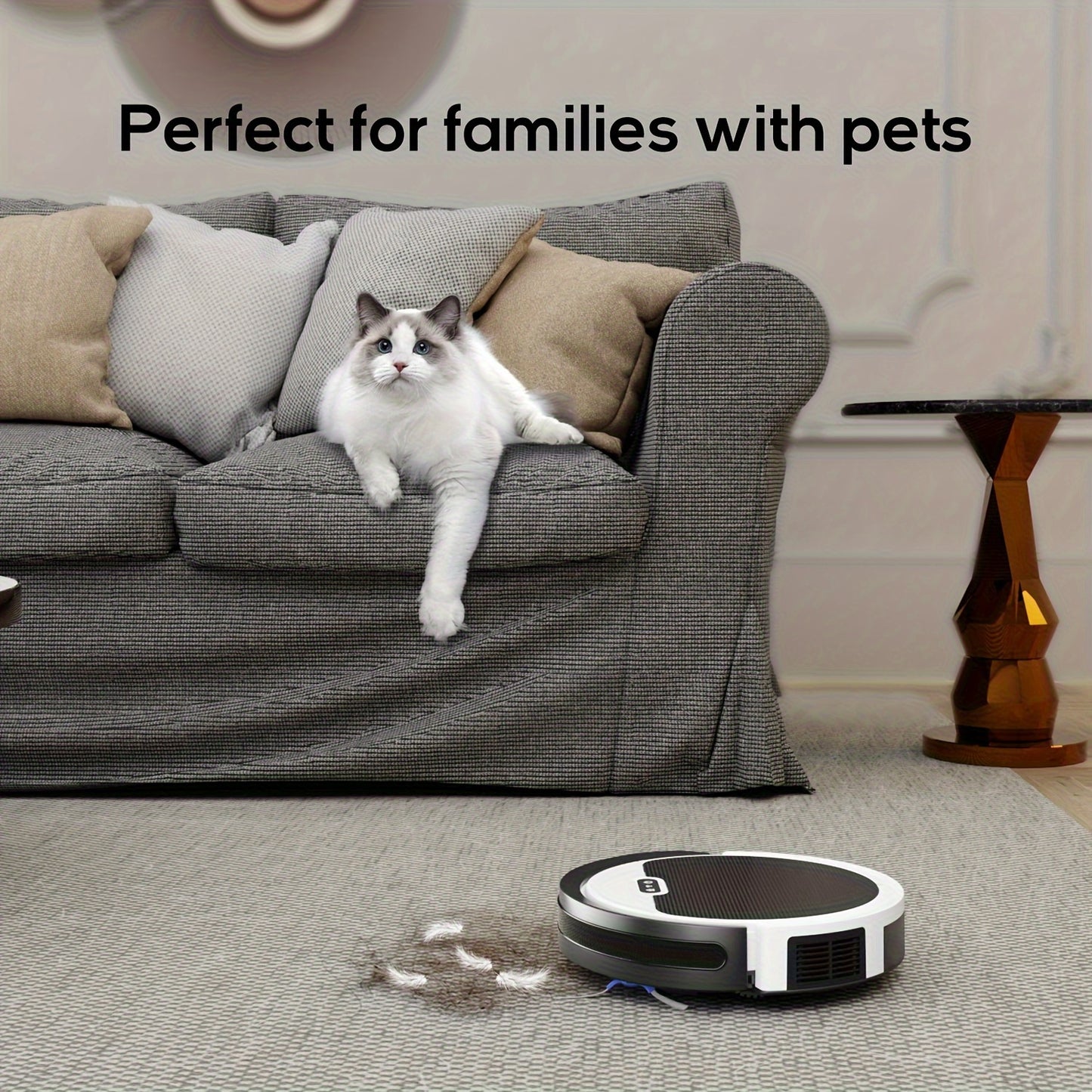Robot Vacuum, 4000Pa Strong Suction, 2.4G WiFi/APP/Alexa, 120 Min Runtime, Self-Charging Robotic Vacuum Cleaner, Slim, Quiet, 4 Cleaning Modes Ideal for Pet Hair, Hard Floors, Black White