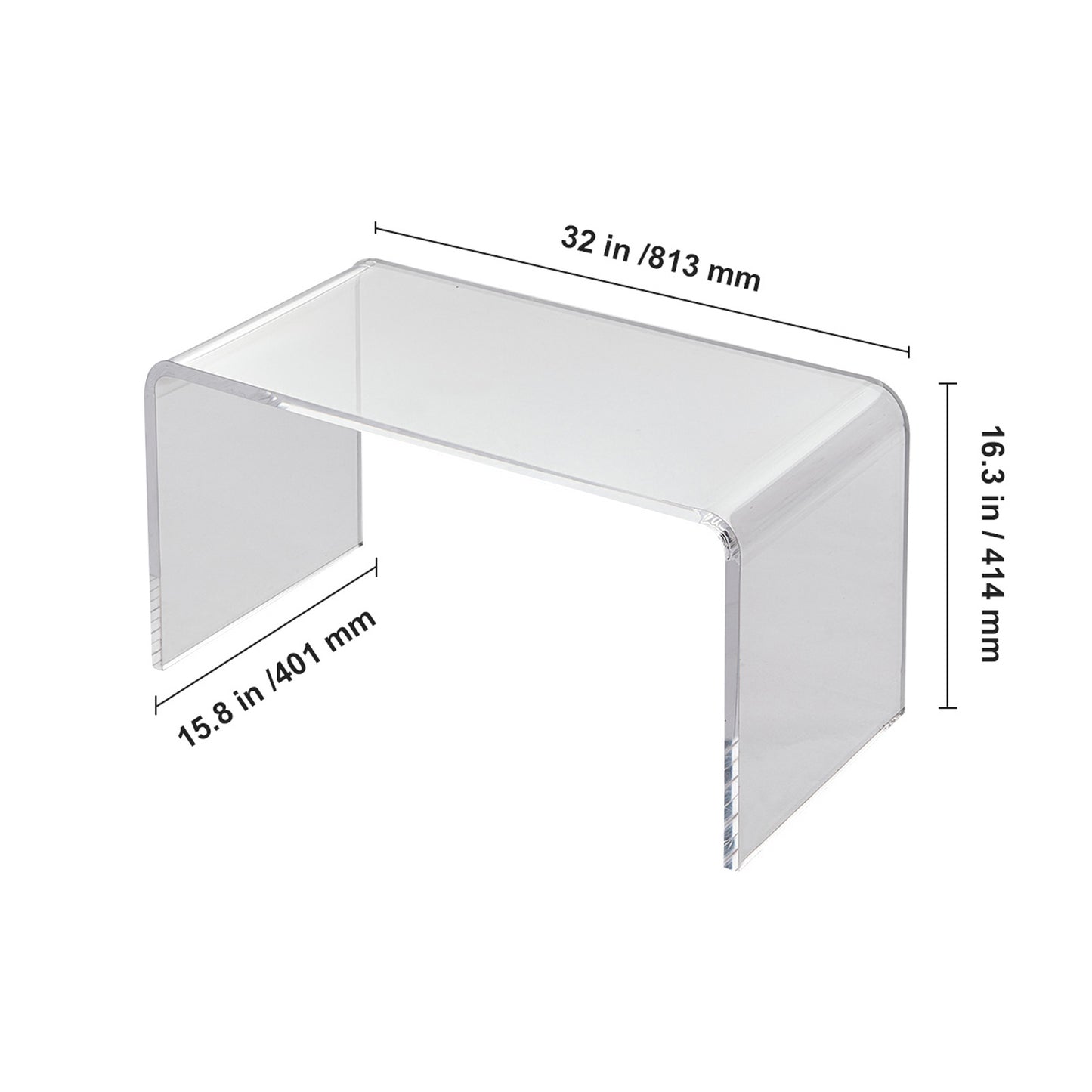 Salontafel Acrylic – Bijzettafel – Tafel – Koffietafel – Eettafel – Transparant Acryl – C-Vorm – 81x40x41 cm – Slagvast & Lichtgewicht