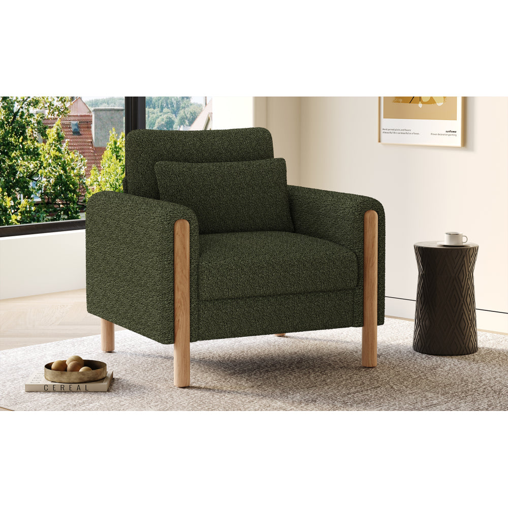 Fauteuil – Loungestoel – Relaxstoel – Zetel – Stoel – Groene Pluche Bekleding – Duurzaam Niet-Houten Frame