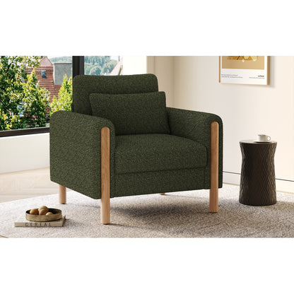 Fauteuil – Loungestoel – Relaxstoel – Zetel – Stoel – Groene Pluche Bekleding – Duurzaam Niet-Houten Frame