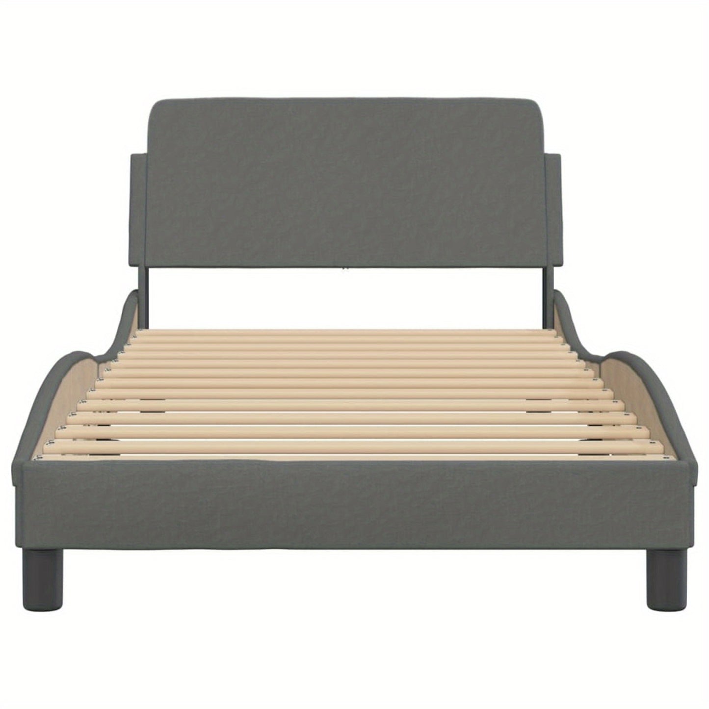 Bed frame without mattress dark grey 100x200 cm fabric with Slat Support Platform Bed Frame Suitable for Mattress Size 100 x 200 cm for Bedroom Style D