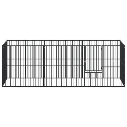 Hondenren – Puppyren – Hondenkennel – Hondenbench – Kennel – 8 Panels – Zwart Gegalvaniseerd Staal – Stevig & Weerbestendig