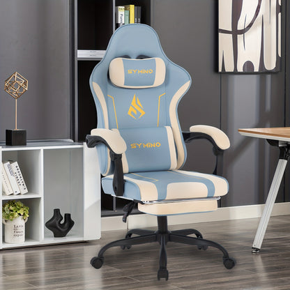 Ergonomische Gaming Stoel – Bureaustoel – Game Stoel – Office Chair – Computerstoel – Massagefunctie – Verstelbare Zithoogte – Latex Zitting – Metalen Frame – Blauw