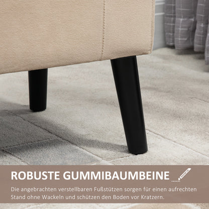 Opbergbank – Opbergbankje – Bankje – Zitbank – Opbergmeubel – Beige – Fluweel Polyester – Stevige Rubberen Poten – 111,5x41x65 cm