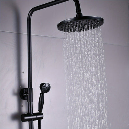 Douche Systeem – Douchekolom – Handdouche – Douchekraan – Wandgemonteerd – Zwart Design – RVS & Messing – Verstelbare Hoogte 85-110 cm