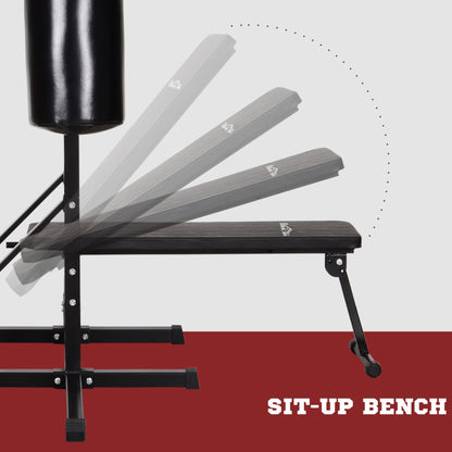 Multifunctioneel Trainingsstation – Pull-Up Bar – Dip Station – Fitnessapparaat – Thuisgym – Inclusief Punching Bag – Versterkt Staal – Compact 180x183x219 cm