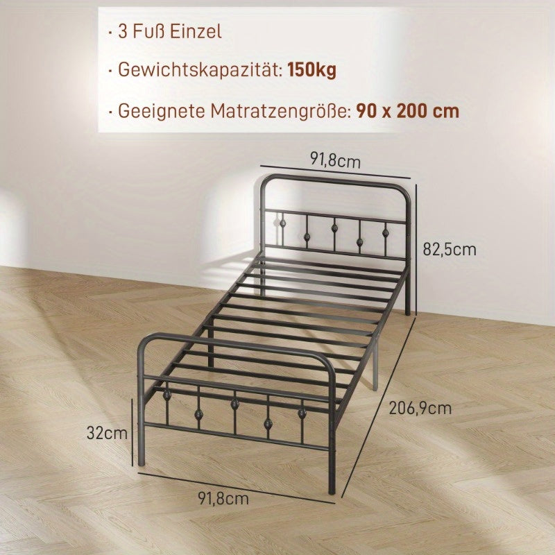 Metal Bed Frame – Stalen Bedframe – Klapbed Frame – Opklapbaar Bed – Slaapbank Frame – Geschikt Voor 200x90 cm Matras – Stevig Metaal – Hoogte 82,5 cm