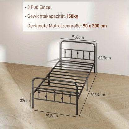 Metal Bed Frame – Stalen Bedframe – Klapbed Frame – Opklapbaar Bed – Slaapbank Frame – Geschikt Voor 200x90 cm Matras – Stevig Metaal – Hoogte 82,5 cm
