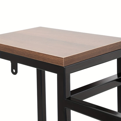 Wijnrek Wandhouder – Wijnfleshouder – Flessenhouder – Wijnhouder – Wandrek – Metalen Wandrek – Stevig IJzer Met Houten Accenten – Draagvermogen 30 kg – Donkerbruin Variant