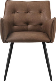 Eetkamerstoel - Set van 2 stoelen - Eetkamer stoel - Eettafel stoel - Fauteuil - PU leer - Zwarte Poot - Bruin