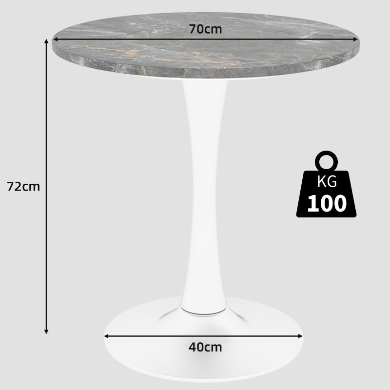Salontafel – Koffietafel – Woonkamertafel – Bijzettafel – Ronde Tafel – Kunstmarmer Blad – Ø70 cm, Vintage Wit Met Donkergrijze Aders