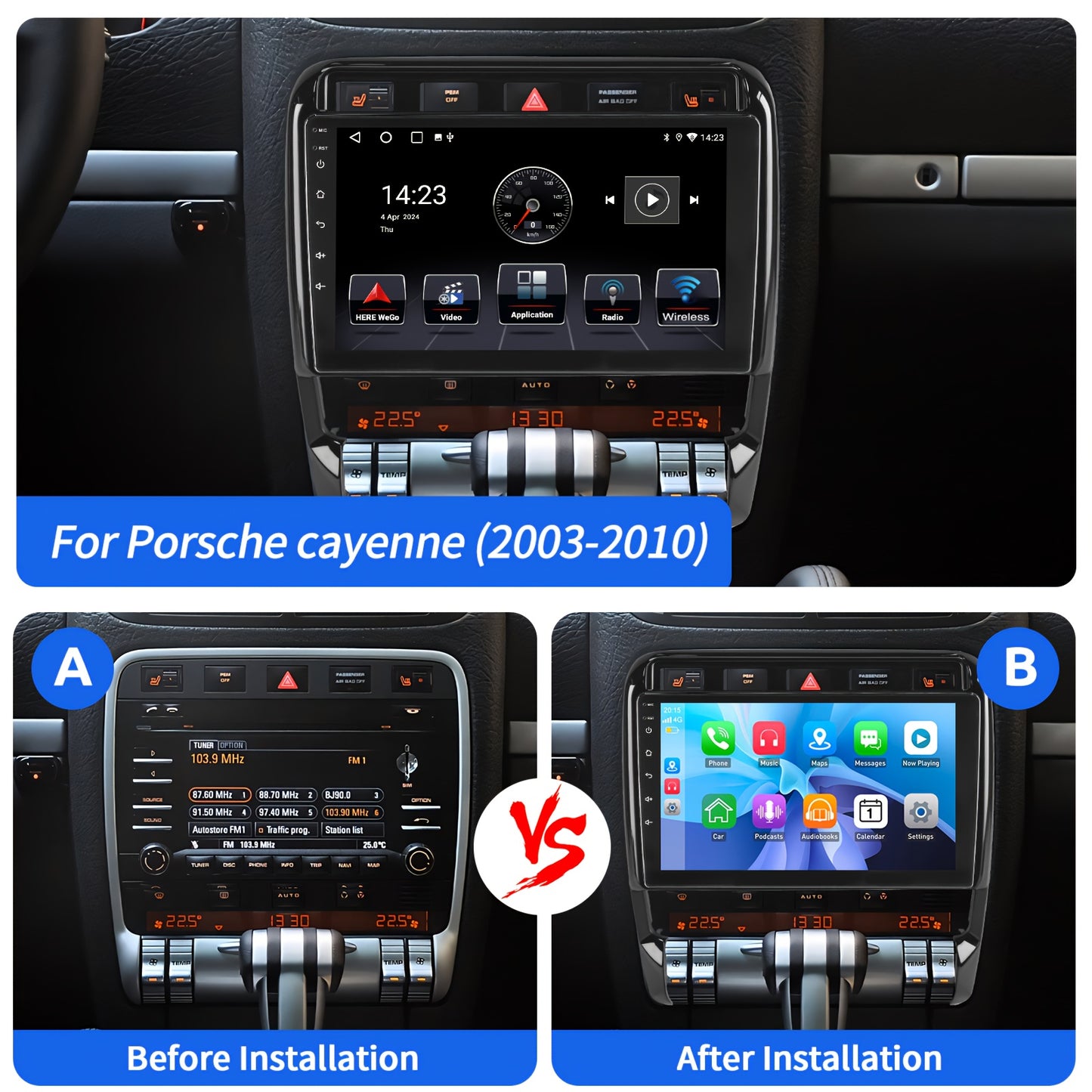Autoradio – Navigatiesysteem – Multimedia Speler – Touchscreen Radio – Auto Entertainment – 9 Inch HD Scherm – Draadloos CarPlay – 2GB RAM + 64GB Opslag