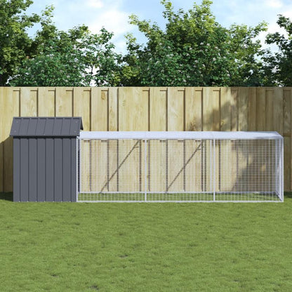 Kippenhok – Kippenren – Pluimveehok – Buitenhok – Dierenhok – Antraciet – 117x405x123 cm – Gegalvaniseerd Staal – Ruime Loopruimte – Duurzaam & Weerbestendig