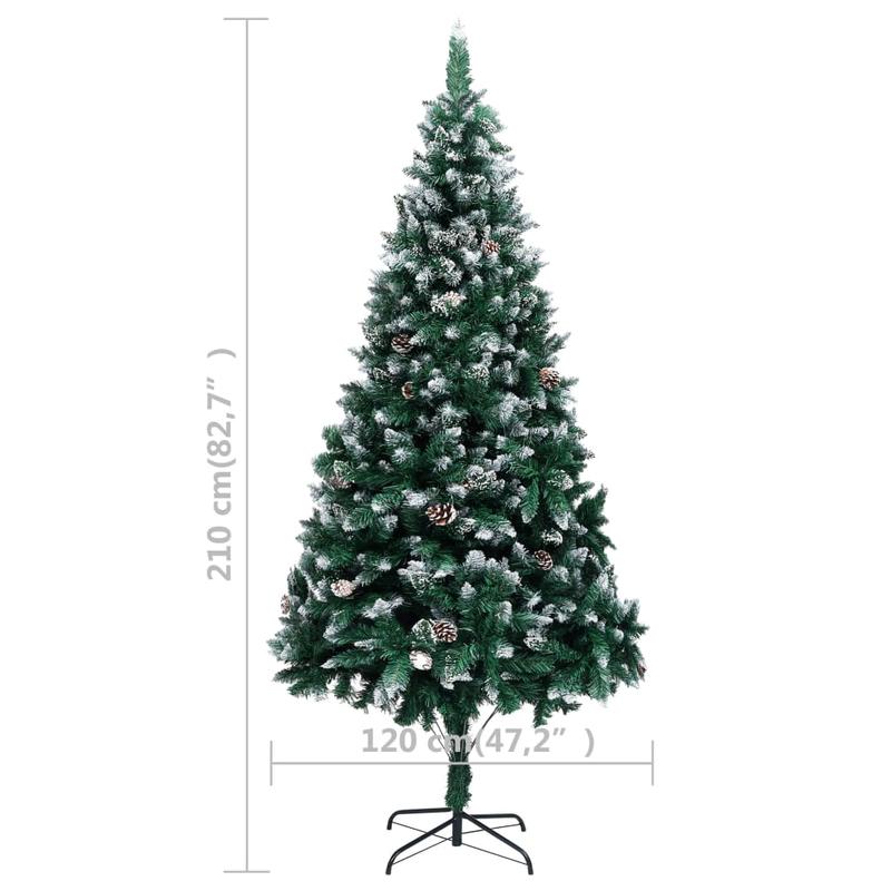 210cm Large Artificial Christmas Tree with Pine Cones & White Snow Cover - Self-Standing Floor Decoration with Sturdy Base, No Needed, Realistic Evergreen Needles for Home, Hotel Lobby, Restaurant, Office Holiday Decor - Easy