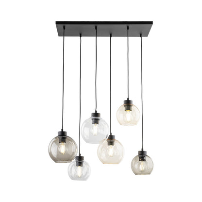 Hanglamp – Hanglampen – Pendellamp – Plafondlamp – Lamp – Set van 6 – Helder glas – Metalen voet
