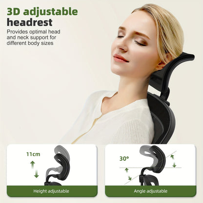 Bureaustoel – Ergonomische Stoel – Office Chair – Gamingstoel – Draaistoel – Verstelbare Hoofdsteun & Lendensteun – Mesh Design & 150 kg Draagkracht