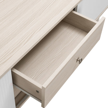 TV Meubel – TV Kast – Tv Lowboard – Media Console – Modern Cabinet – 2 Lades – Spaanplaat Wit-Hout – Compact 102-124 cm