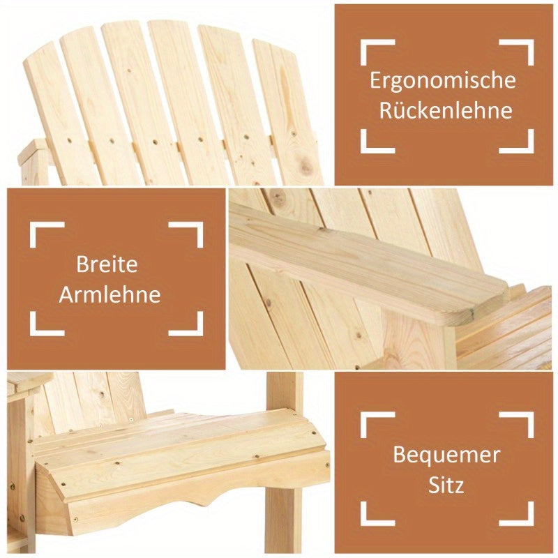 Adirondack Tuinstoel Set – Tuinmeubilair – Terrasstoelen – Buitenstoelen – Houten Tuinstoelen – 2-Zits Met Parasolgat – Duurzaam Massief Hout – Geschikt Voor Balkon En Tuin