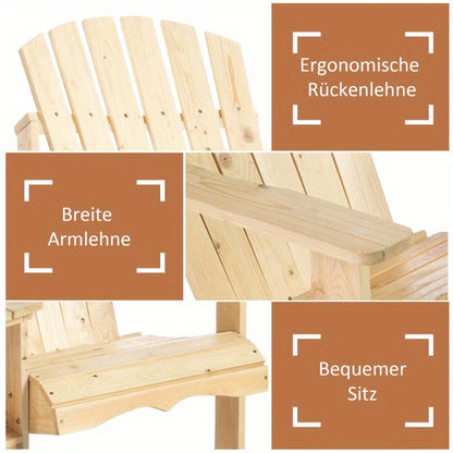 Adirondack Tuinstoel Set – Tuinmeubilair – Terrasstoelen – Buitenstoelen – Houten Tuinstoelen – 2-Zits Met Parasolgat – Duurzaam Massief Hout – Geschikt Voor Balkon En Tuin