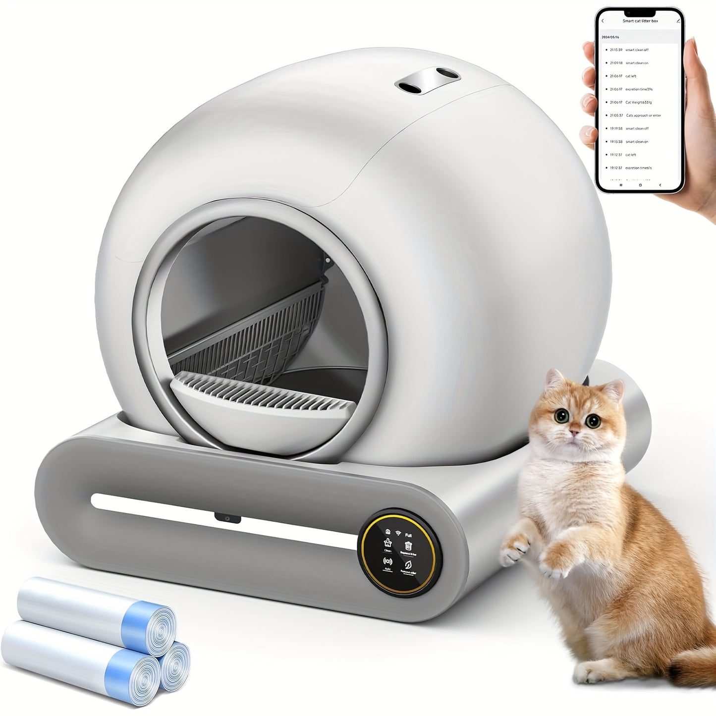 Zelfreinigende Kattenbak – Automatische Kattenbak – Robot Kattenbak – Slimme Kattenbak – App Bediening – Extra Groot 65L + 9L – Geurcontrole & Negatieve Ion Sterilisatie