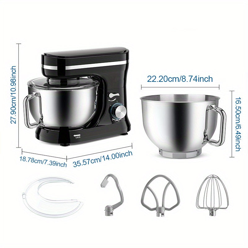 Elektrische Standmixer – Keukenmixer – Deegmixer – Mengmachine – Bakmixer – Zwart – 4,2 Liter Mengkom – 6 Snelheidsstanden Met Kantelbaar Kopstuk En Vergrendeling