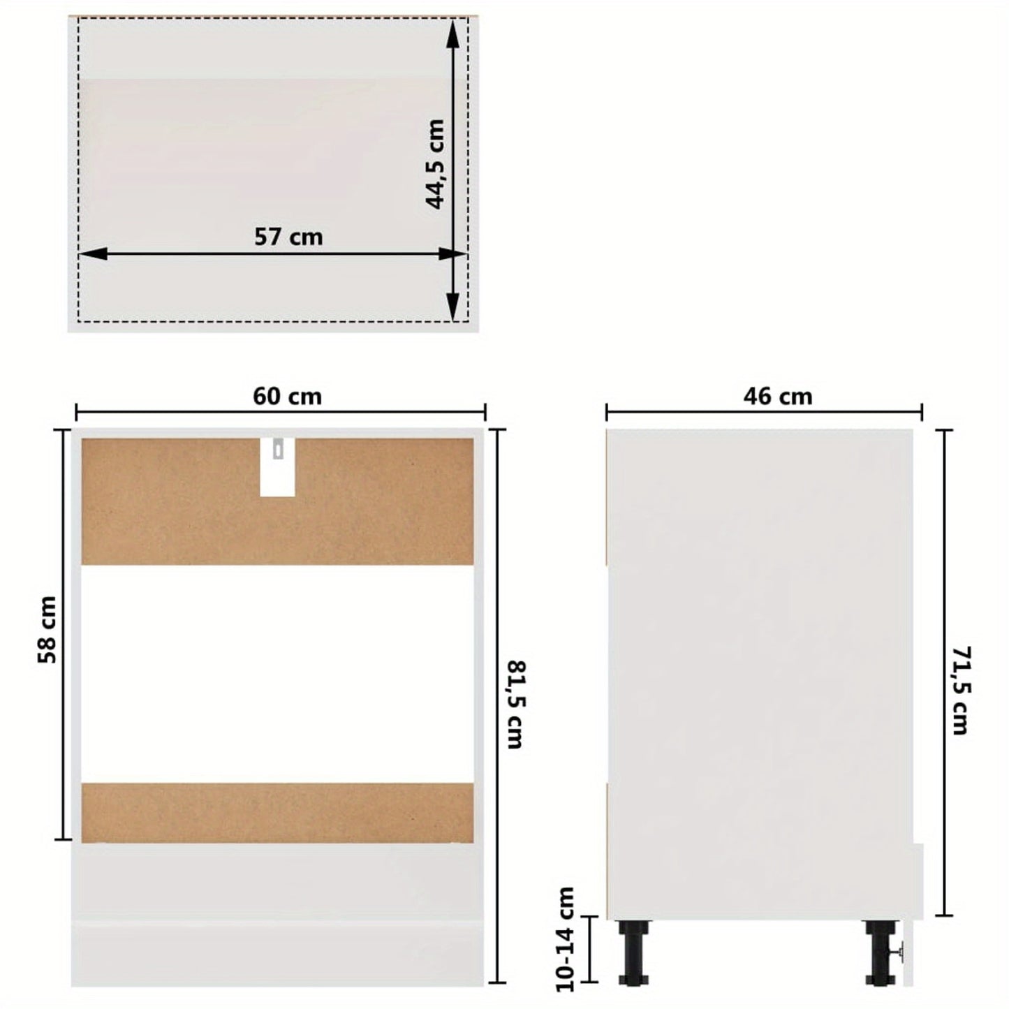 Ovenkast – Keukenkast – Opbergkast – Ovenmeubel – Keukenmeubel – Wit Gefineerd Hout – Compact 60x46x81,5 cm - QUORE