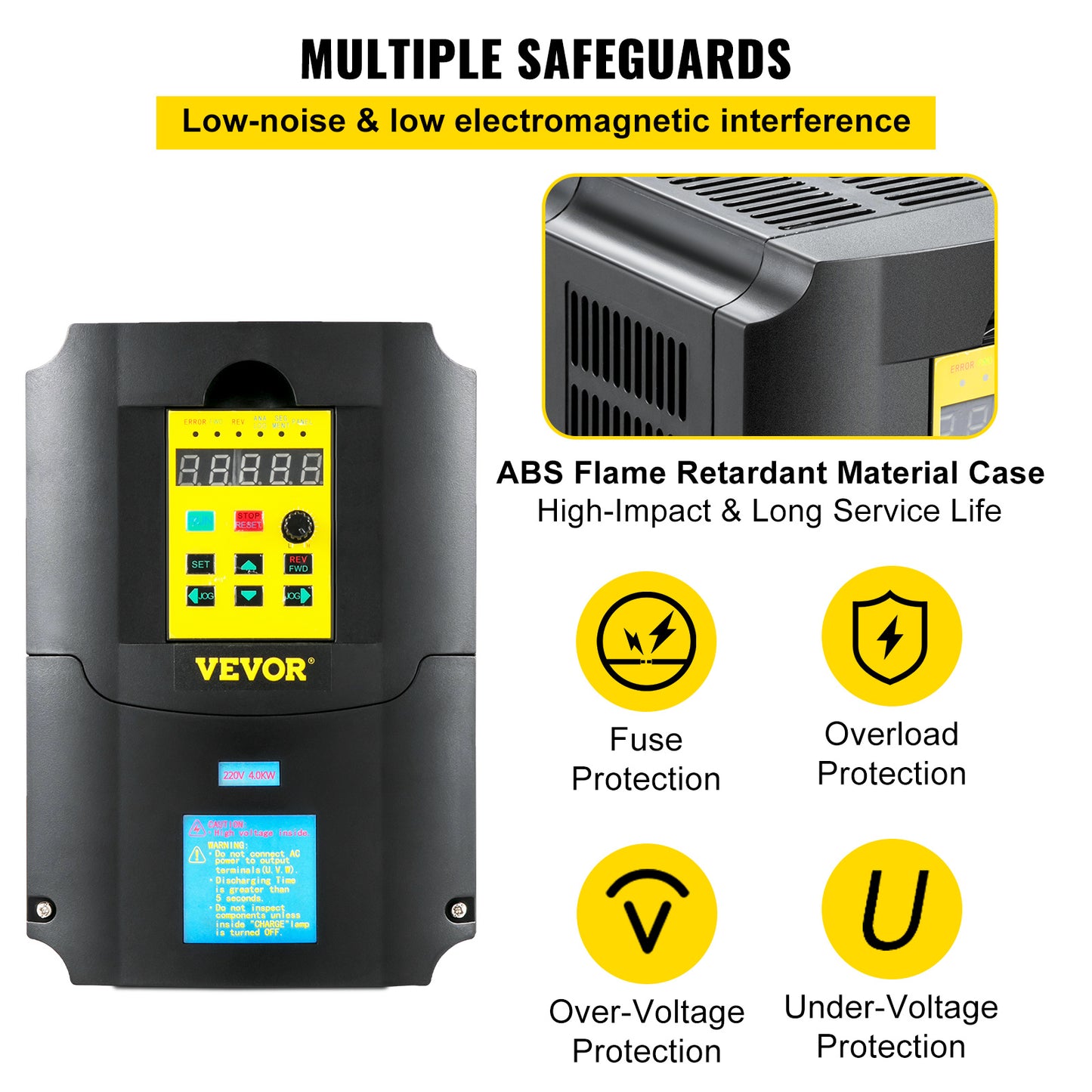 Frequentieomvormer – Frequentieregelaar – VFD – Motorregelaar – Snelheidsregelaar – 220V AC 4 kW – 1- of 3-fase Ingang
