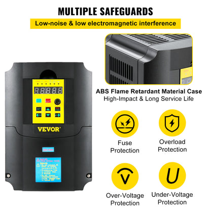 Frequentieomvormer – Frequentieregelaar – VFD – Motorregelaar – Snelheidsregelaar – 220V AC 4 kW – 1- of 3-fase Ingang