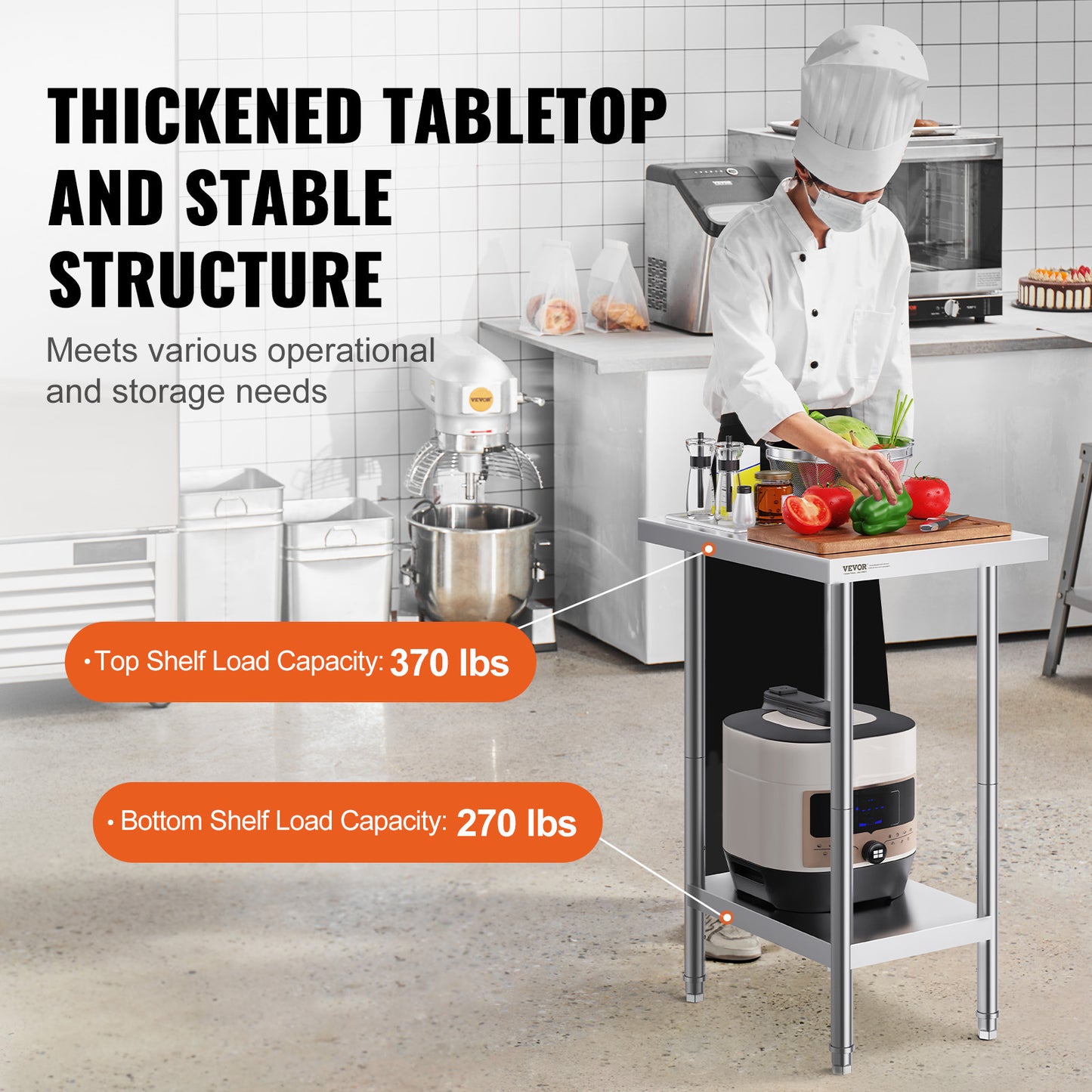 Werktafel – Werkbank – Werkbanktafel – RVS Tafel – Keukentafel – Roestvrij Staal – 60x45x86 cm – 3 Verstelbare Legplanken