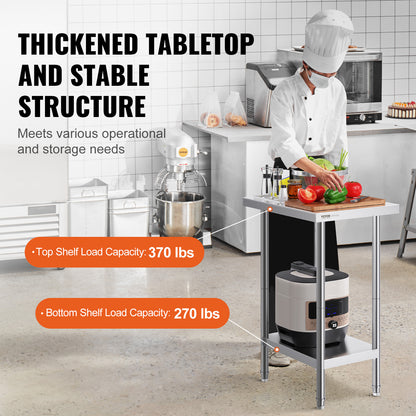 Werktafel – Werkbank – Werkbanktafel – RVS Tafel – Keukentafel – Roestvrij Staal – 60x45x86 cm – 3 Verstelbare Legplanken