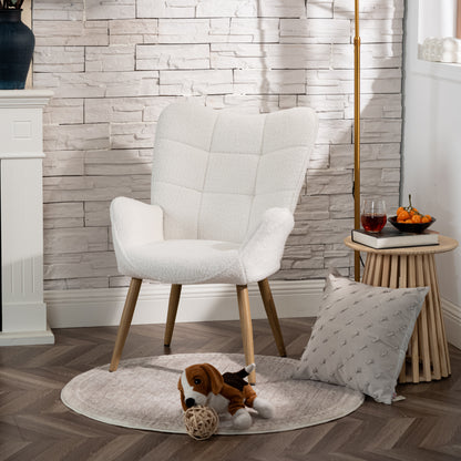 Fauteuil – Stoel – Armstoel – Zetel – Relaxstoel – Wit – Scandinavisch Design – Metalen Pootjes – Ergonomische Rugleuning – 72x62x90,5 cm