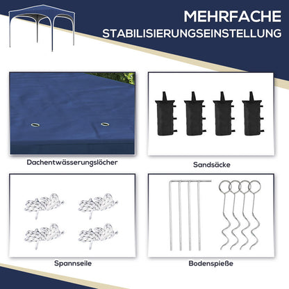 Partytent – Tent – Luifel – Overkapping – Prieel – Verstelbare Hoogte – Stevig Metalen Frame – 2,95x2,95x2,55m – Weerbestendig Met Draagtas