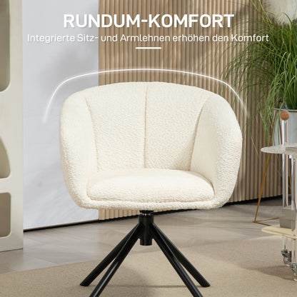 Draaifauteuil – Loungefauteuil – Armstoel – Eetkamerstoel – Draaibare Stoel – Linnenlook Stof – Metalen Poten – Comfortabel Zitvlak