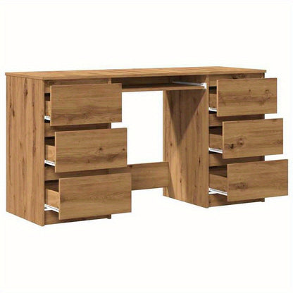Burea tafel – Computer bureau – Kantoor tafel – Werk bureau – Artisan Eikenhout – 140x50x77 cm – Massief Hout – Stijlvol Design