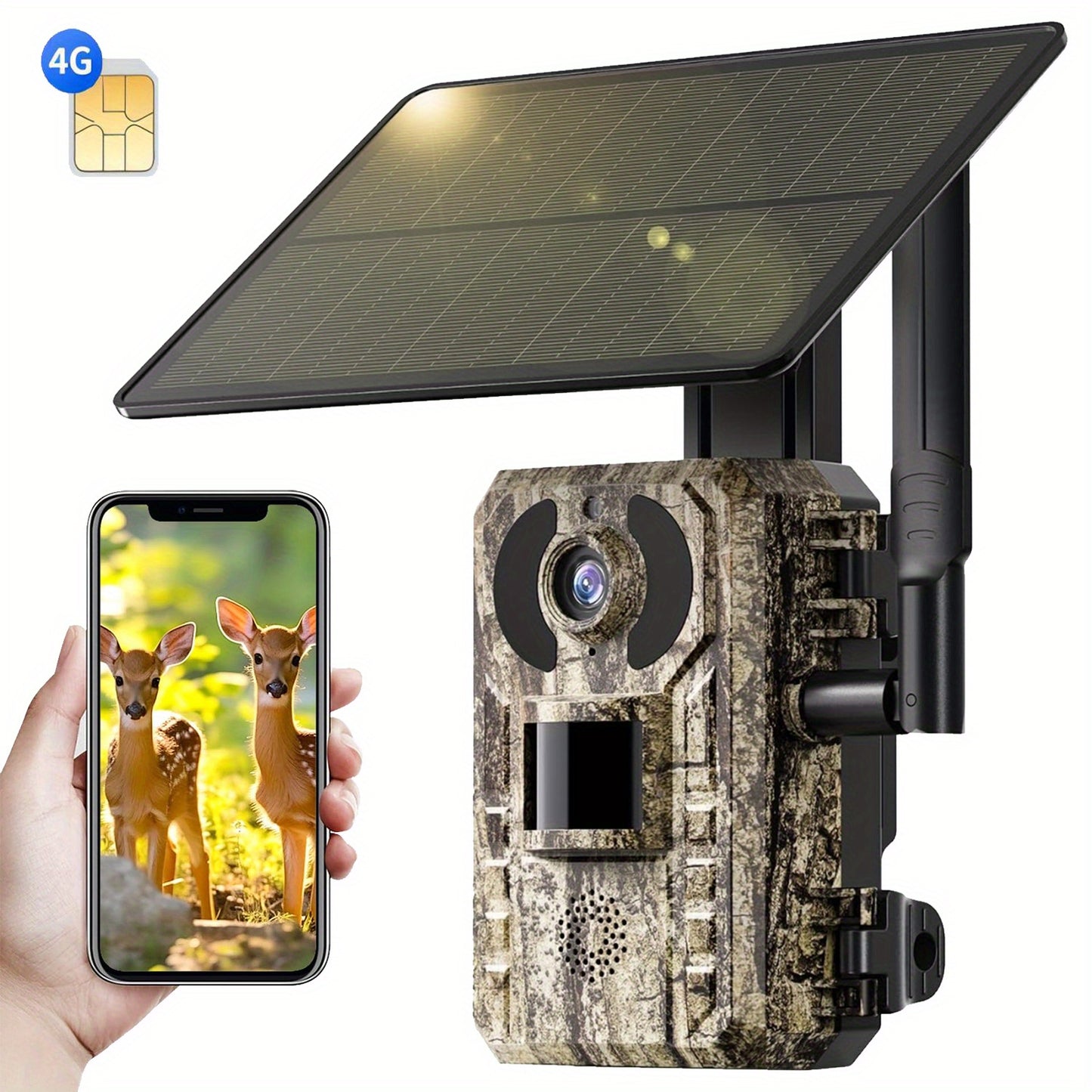Draadloze 4G Wildcamera – Jachtcamera – Natuurcamera – Bewegingscamera – Beveiligingscamera – 2K HD Resolutie – Zonnepaneel - set van 4 Stuks