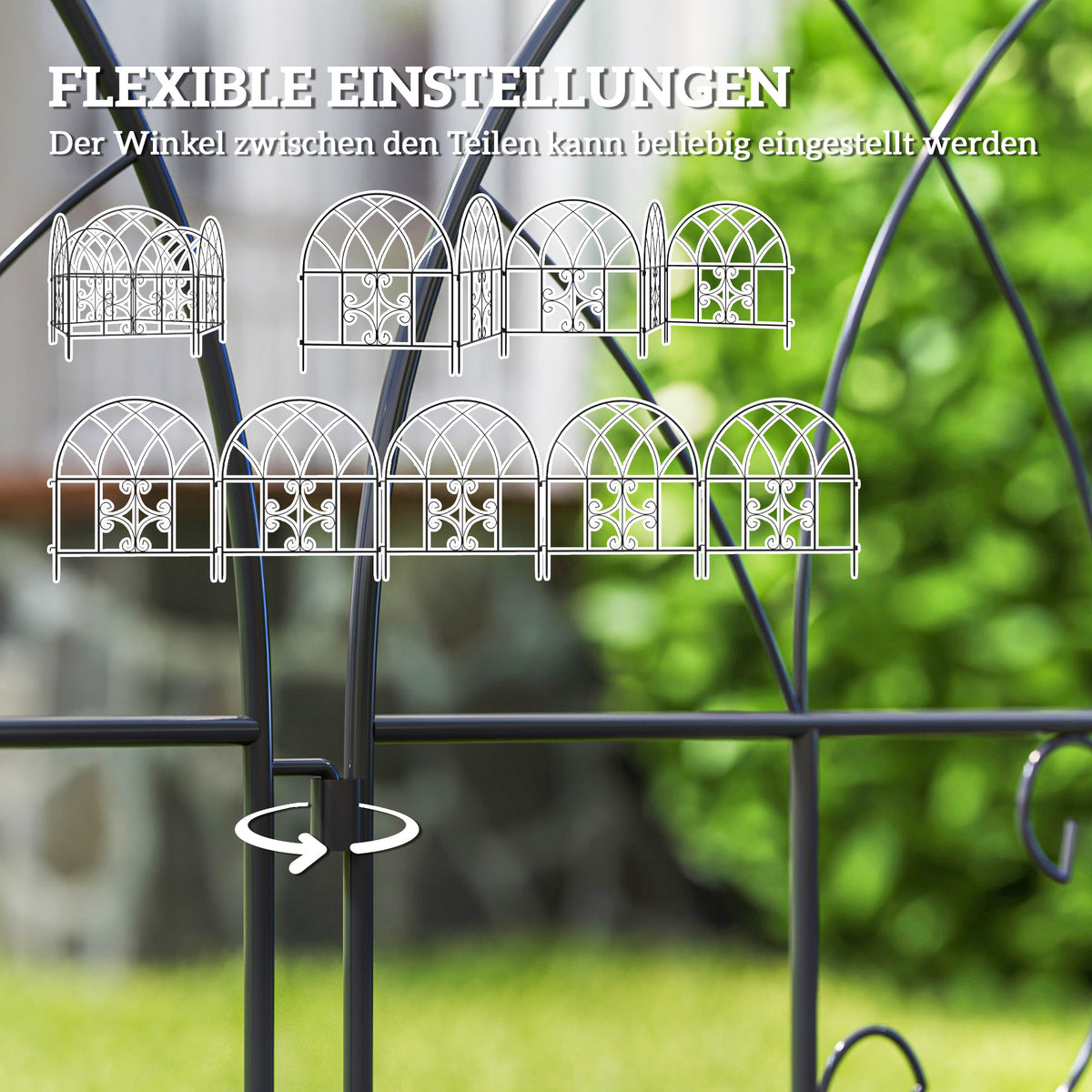 Sierhek Stalen Hekwerk Tuinafscheiding Tuinborder Tuinhek Zwart – 300 cm x 70 cm – Duurzaam Staal – Mat Zwarte Afwerking