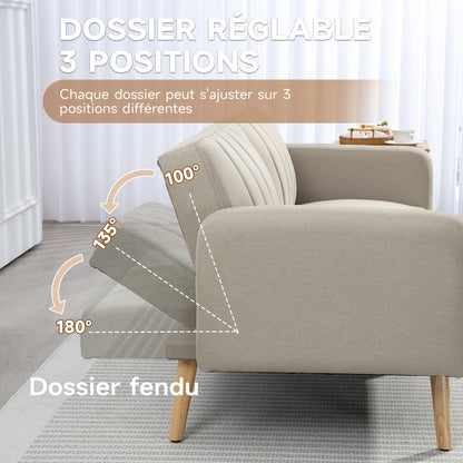 2-zits Bank – Loveseat – Zitbank – Tweezitsbank – Compacte Bank – Scandinavisch Design – Verstelbare Rugleuning 3 Standen – Ademend Linnen Stof Beige