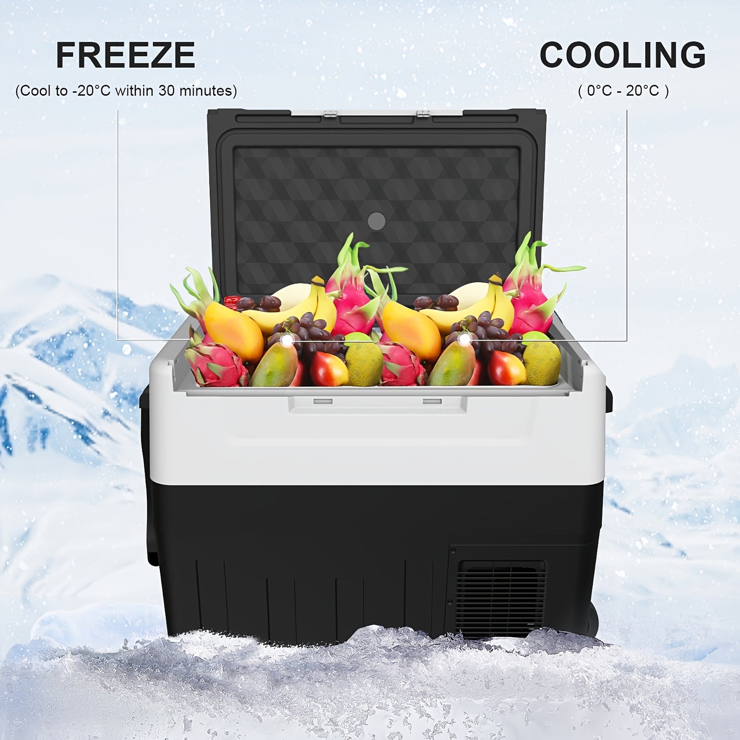 Draagbare Koel- en Vriesunit – Koelbox – Vriesbox – Camping Koeler – Mobiele Koelbox – Dual-Zone Temperatuurregeling – 35L/40L/45L Met Antislip Wielen